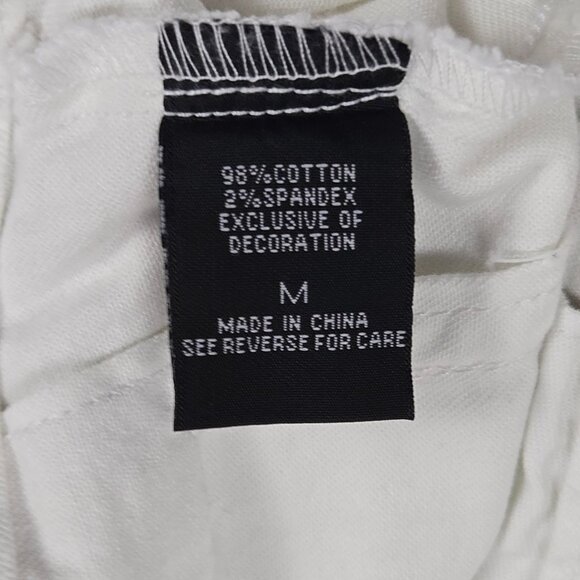 Daytrip White Jean Jacket Womens Size M Lace Back Embellished Boho Streetwear - Picture 11 of 12